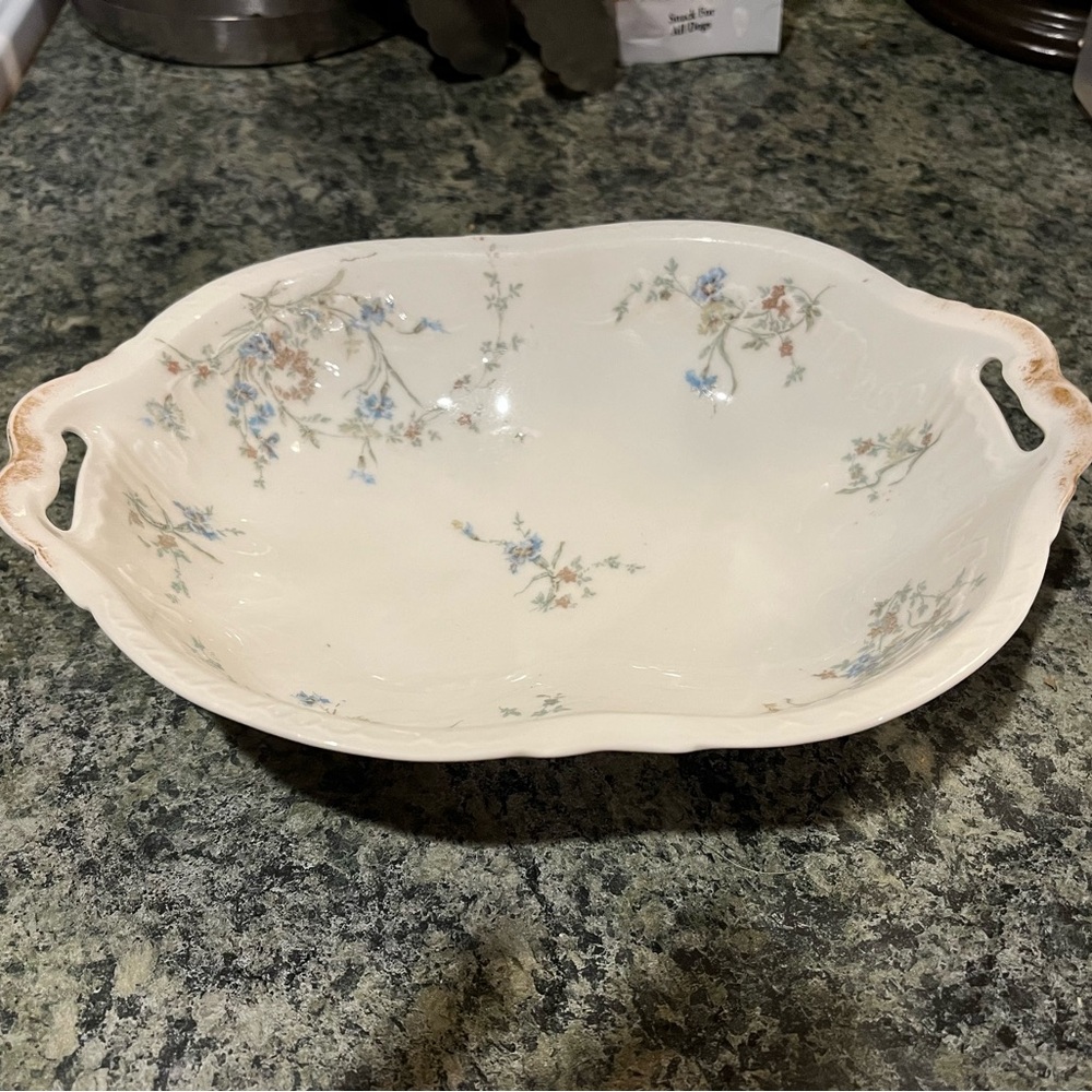 Haviland Cream and Blue Floral Porcelain Serving Dish